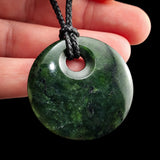 Natural Jade Round Disk Pendant Necklace (N2209)