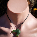 NZ Greenstone Pounamu Kiwi Pendant Necklace (N840)