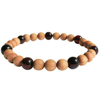Adults Elastic Bracelet - Polished Cherry Amber & Pine Wood