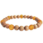 Adults Elastic Bracelet - Raw Honey Amber & Pine Wood
