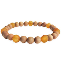 Adults Elastic Bracelet - Raw Honey Amber & Pine Wood