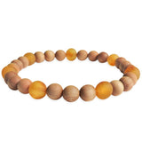 Adults Elastic Bracelet - Raw Honey Amber & Pine Wood