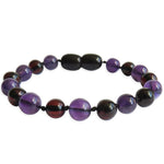 Amber Teething Bracelet / Anklet - Polished Cherry & Amethyst