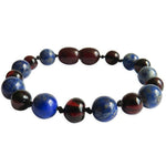 Amber Teething Bracelet / Anklet - Polished Cherry & Lapis Lazuli