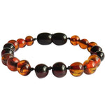 Amber Teething Bracelet / Anklet - Polished Cognac & Cherry Amber