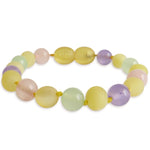 Amber Teething Bracelet / Anklet - Raw Butter & Pastel Chalcedony