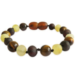 Amber Teething Bracelet / Anklet - Raw Cherry, Lemon, Tiger Eye