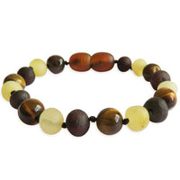 Amber Teething Bracelet / Anklet - Raw Cherry, Lemon, Tiger Eye