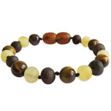 Amber Teething Bracelet / Anklet - Raw Cherry, Lemon, Tiger Eye