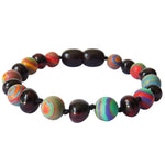 Amber Teething Bracelet / Anklet - Polished Cherry Amber & Rainbow Malachite