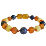 Amber Teething Bracelet / Anklet - Raw Butter, Honey & Lapis Lazuli