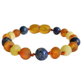 Amber Teething Bracelet / Anklet - Raw Butter, Honey & Lapis Lazuli
