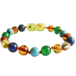 Amber Teething Bracelet / Anklet - Polished Amber, Jade, Turquoise, Lapis Lazuli