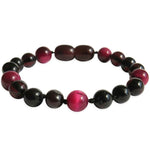 Amber Teething Bracelet / Anklet - Polished Cherry & Pink Tiger Eye