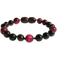 Amber Teething Bracelet / Anklet - Polished Cherry & Pink Tiger Eye