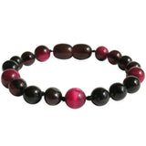 Amber Teething Bracelet / Anklet - Polished Cherry & Pink Tiger Eye