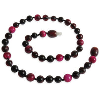 Amber Teething Necklace - Polished Cherry Amber & Pink Tiger Eye