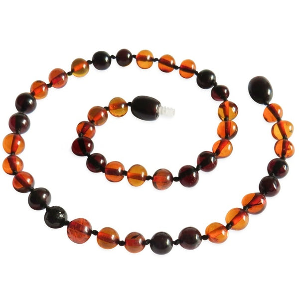 Amber Teething Necklace - Polished Cognac & Cherry Amber