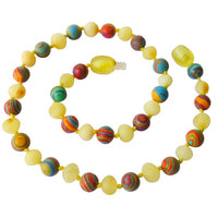 Amber Teething Necklace - Raw Butter & Rainbow Malachite