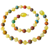 Amber Teething Necklace - Raw Butter & Rainbow Malachite
