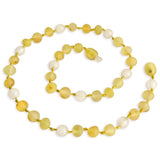 Amber Teething Necklace - Raw Lemon & White Quartz