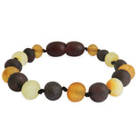 Amber Teething Bracelet / Anklet - Raw Mixed Amber - Cherry, Butter, Honey