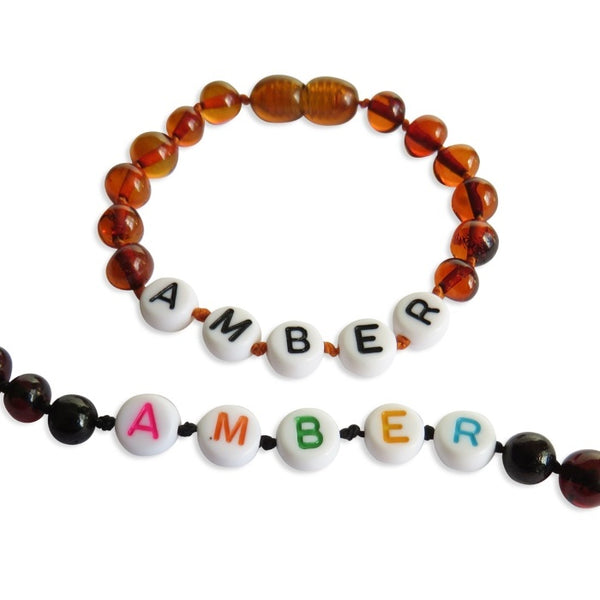 Custom Name Amber Teething Bracelet / Anklet