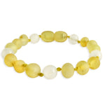 Amber Teething Bracelet / Anklet - Raw Lemon & White Quartz