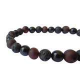 Adult Bracelet - Raw Cherry Amber, Lava & Obsidian Stones