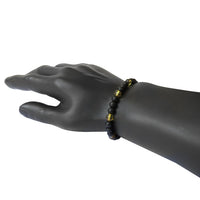 Adults Bracelet - Polished Green Amber & Matte Obsidian