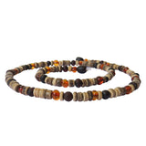 Adults Surfer Necklace - Light Brown Coconut Beads, Cognac & Raw Cherry Amber