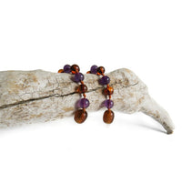 Amber Teething Bracelet / Anklet - Polished Cognac & Amethyst