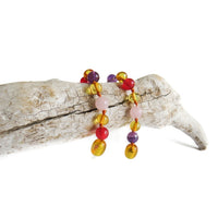 Amber Teething Bracelet / Anklet - Honey Amber, Rose, Amethyst, Red Chalcedony