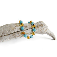 Amber Teething Bracelet / Anklet - Polished Honey & Amazonite