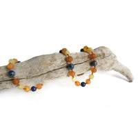 Amber Teething Necklace - Raw Butter, Honey & Lapis Lazuli