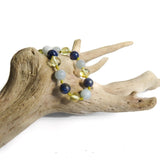 Amber Teething Bracelet / Anklet - Polished Lemon, Lapis Lazuli, Aquamarine