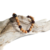 Adults Elastic Bracelet - Polished Cherry Amber & Pine Wood