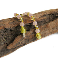 Amber Teething Bracelet / Anklet - Polished Lemon Amber & Rose Quartz