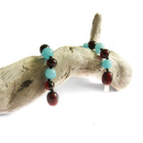 Amber Teething Bracelet / Anklet - Polished Cherry Amber & Amazonite