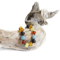 Amber Teething Bracelet  / Anklet - Raw Mixed Amber & Aquamarine