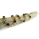 Amber Teething Necklace - Mixed Polished Amber & Aventurine