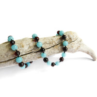 Amber Teething Necklace - Polished Cherry Amber & Amazonite