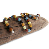 Amber Teething Necklace - Raw Mixed Amber & Aquamarine