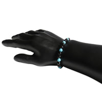 Adults Elastic Polished Cherry Amber & Turquoise Stone Bracelet