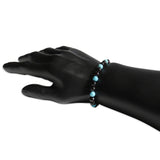 Adults Elastic Polished Cherry Amber & Turquoise Stone Bracelet
