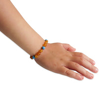 Amber Teething Bracelet / Anklet - Raw Honey Amber & Blue Turquoise Stone