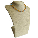 Amber Teething Necklace - Raw Honey Amber & Blue Turquoise Stone