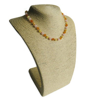 Amber Teething Necklace - Raw Honey, Butter & Rose Quartz