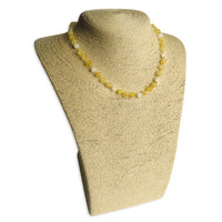 Amber Teething Necklace - Raw Lemon & White Quartz