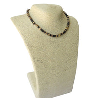 Adults Surfer Necklace - Light Brown & Black Coconut Beads with Raw Green Amber